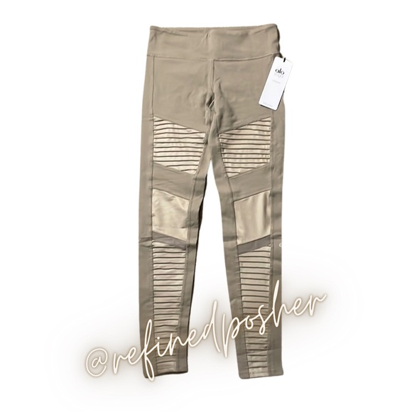 Alo Yoga High Waist Moto Leggings Gravel size M NWT - Picture 2 of 5